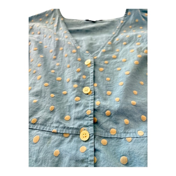 MADEWELL Florentine top, buttons.Bell 3/4 sleeves,peplum, 12, blue, inkspot dots - Picture 6 of 9